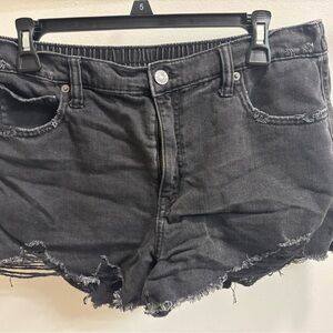 Aerie Daydream Charcoal Distressed Jean Shorts Size L